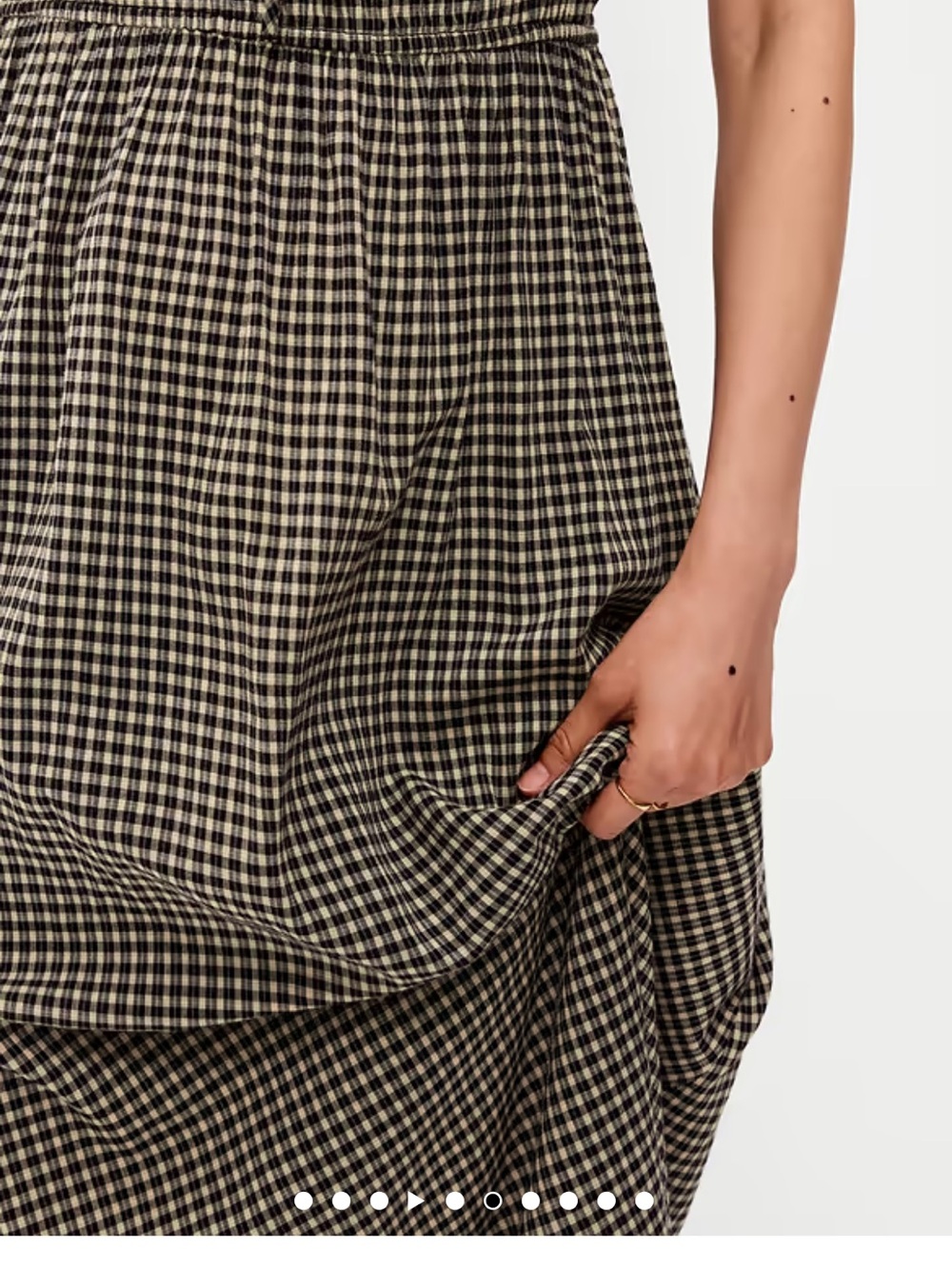 Petite S, Ruffle-Trim Boho Maxi  Dress — Black and Cream Small Plaid - Picture 2 of 5